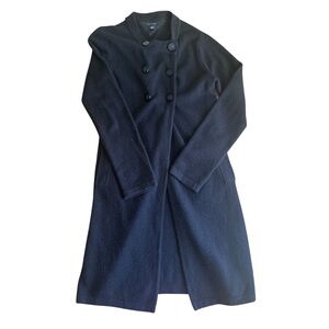 Tommy Hilfiger Lambswool & Angora Wool Double-Breasted Trench Coat Black Size M